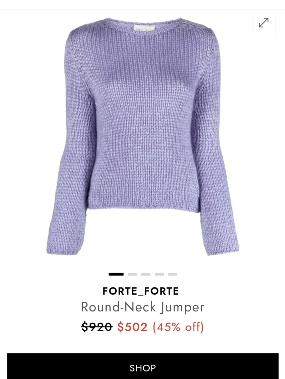 Forte_Forte Knit Size Large Lavender Crew-Neck Sweater In Excellent Condition